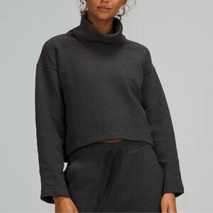 Lululemon Ribbed Funnel Neck Pullover Heathered Black M/L